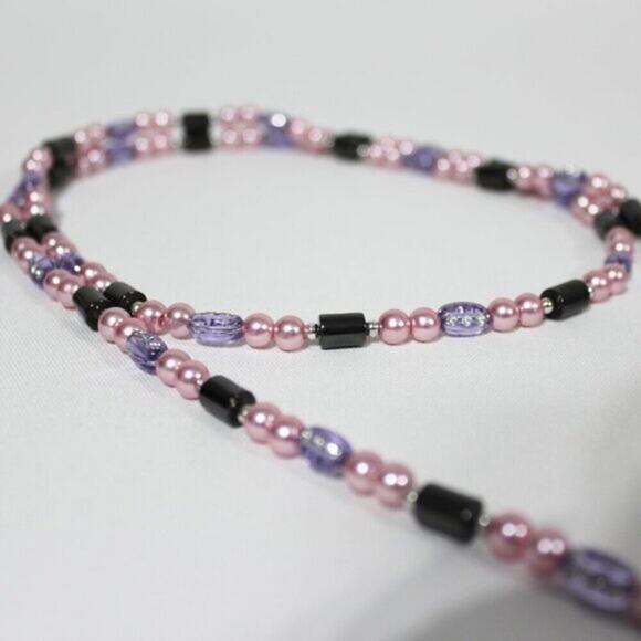 Hawaiian Volcanic Lava Magnetic Pink Purple Necklace / Bracelet - Picture 11 of 12